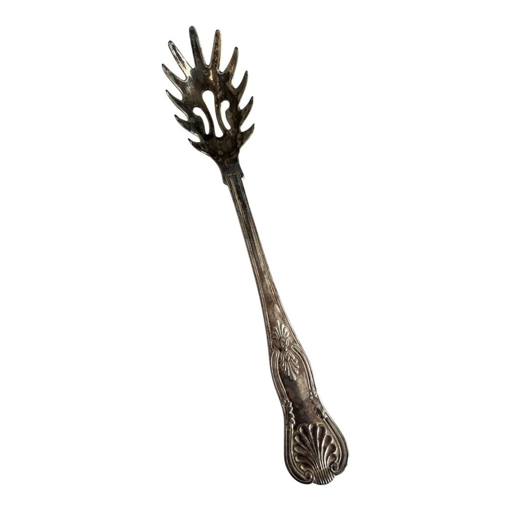 Vintage Sheffield Silverplate Spaghetti Fork – Made in Italy – Ornate Rococo Des